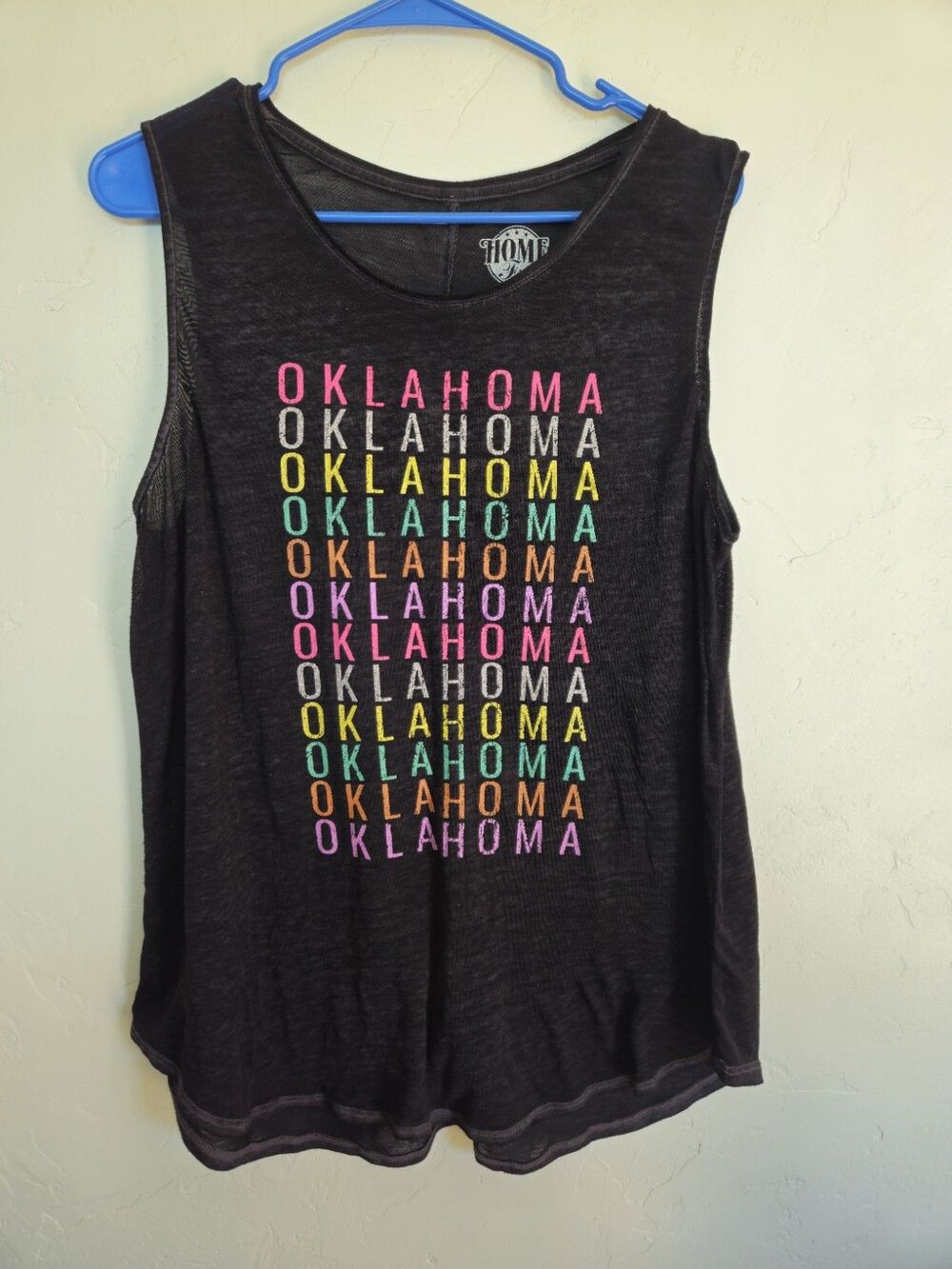 Home Free Oklahoma Burnout Sleeveless Tank, Size XL